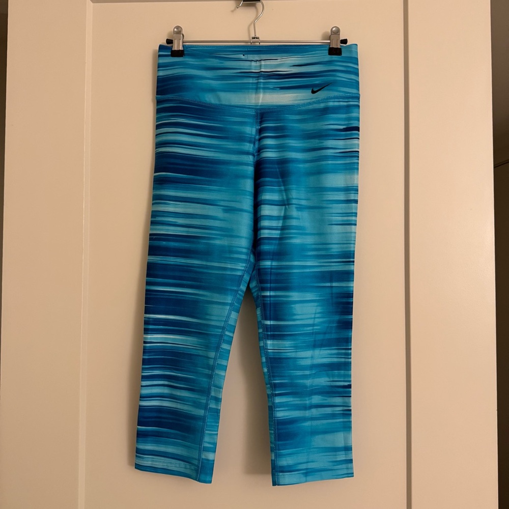 Nike Aqua and White Dri-FIT Leggings